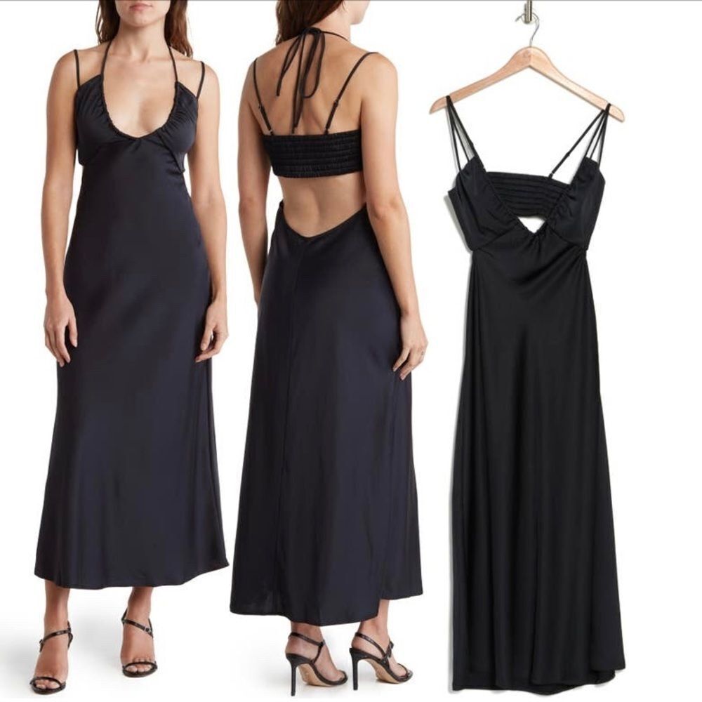 NEW A.L.C. Sienna Halter Neck MIDI Black Dress